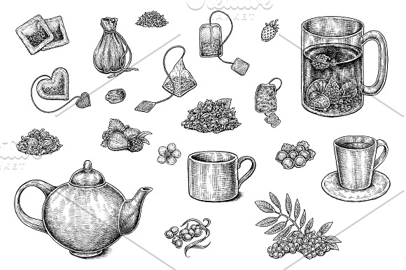 Tea Collection in Illustrations - product preview 1