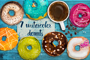set with watercolor donuts