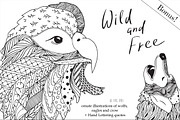 Free and wild.Doodling collection