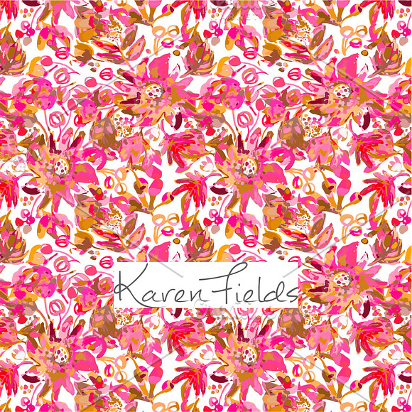 Repeat Pattern Design Pink Floral in Patterns - product preview 1