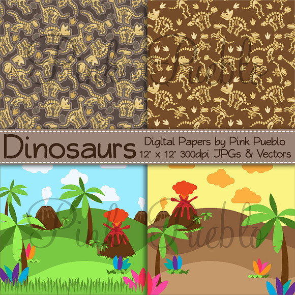 Dinosaur Backgrounds and Patterns in Patterns - product preview 1