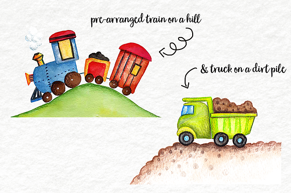 Watercolor Clip Art - Vehicles in Illustrations - product preview 1