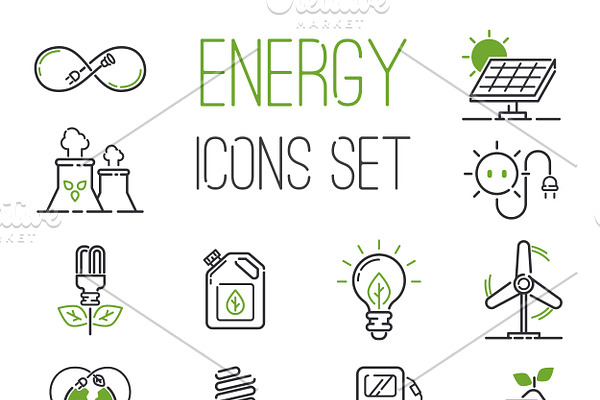 Energy icons vector set