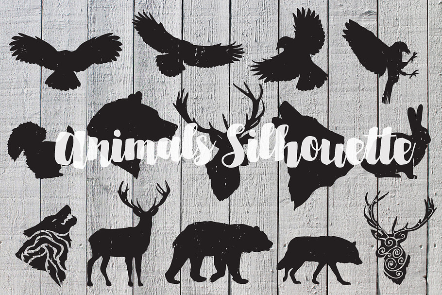 Hand drawn animals silhouette in Illustrations - product preview 8
