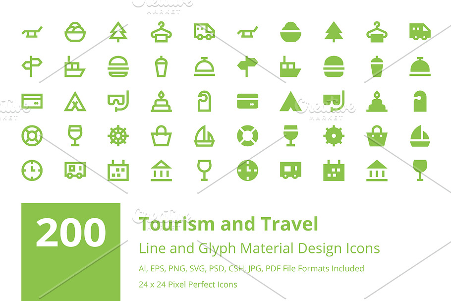 200 Tourism and Travel Material Icon