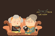 Elderly women sitting on couch