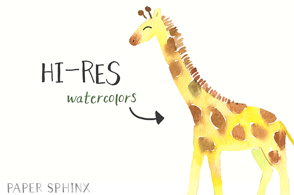 Sweet Giraffes Watercolor Pack in Illustrations - product preview 1