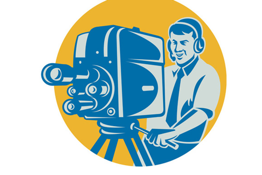 Film  Crew TV Cameraman With Movie
