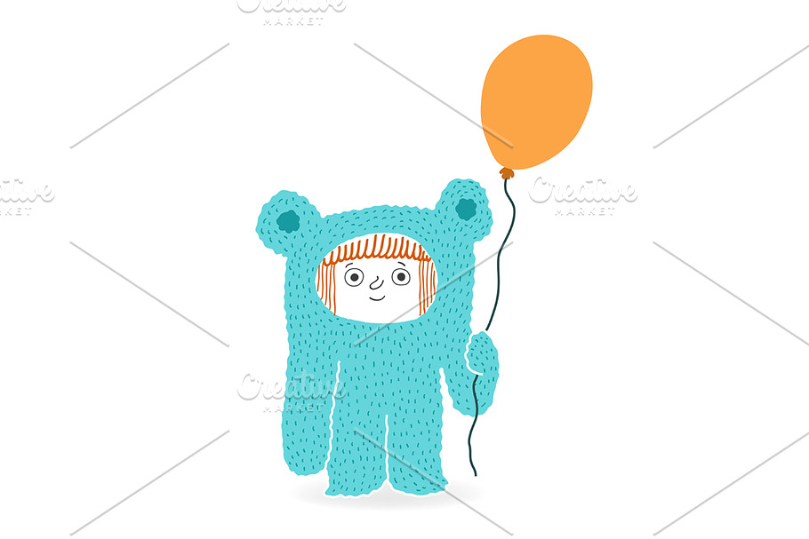Girl in a bear costume in Illustrations - product preview 8