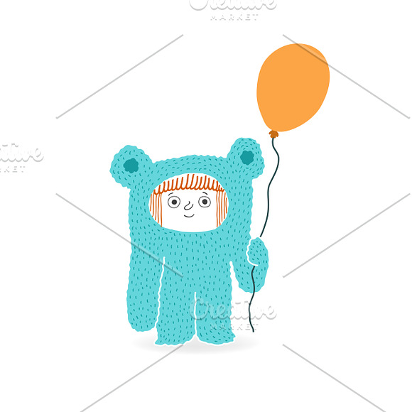 Girl in a bear costume in Illustrations - product preview 1