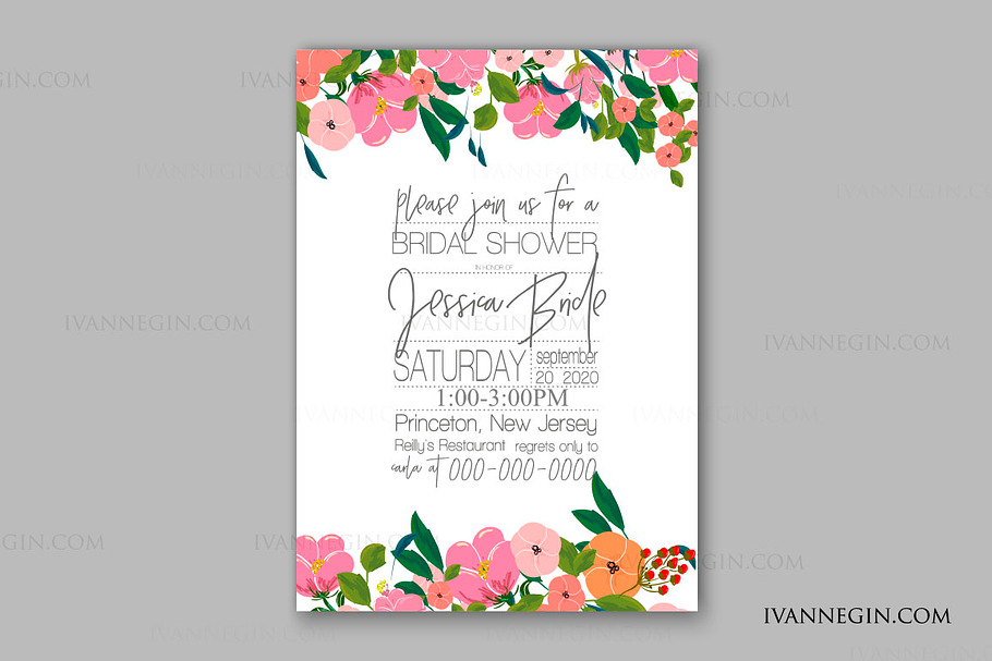 Wedding Invitation with flowers in Card Templates - product preview 8