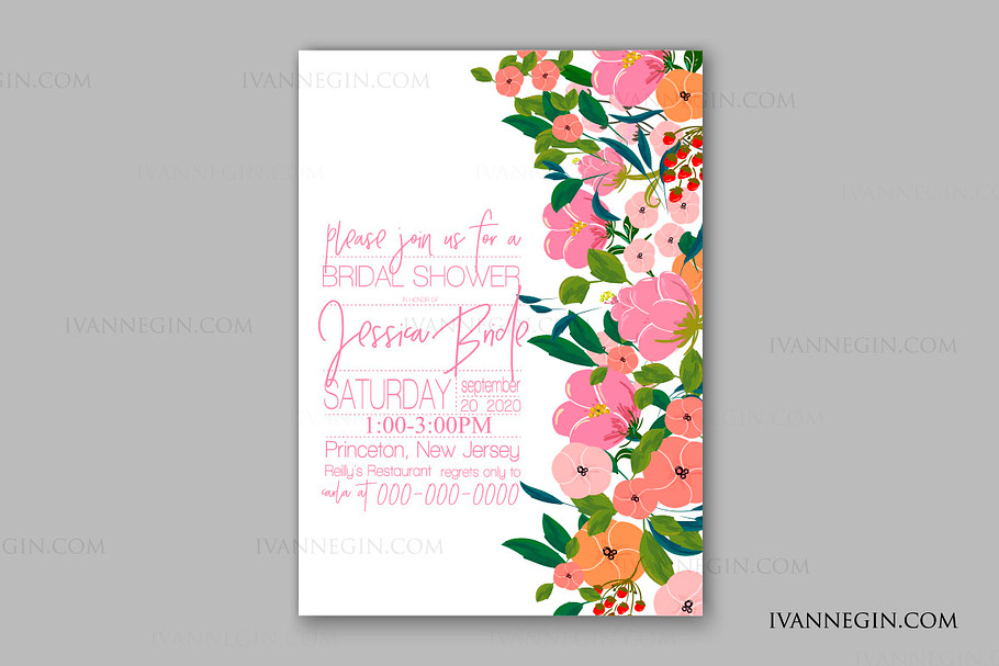 Wedding Invitation with flowers in Card Templates - product preview 8