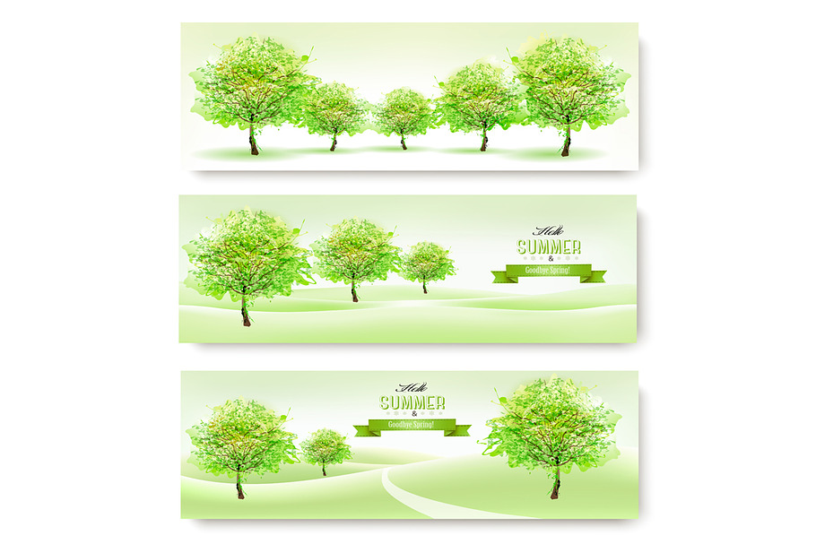 Green nature summer banners. Vector. in Illustrations - product preview 8