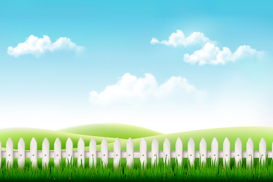 White fence in nature in Illustrations - product preview 8