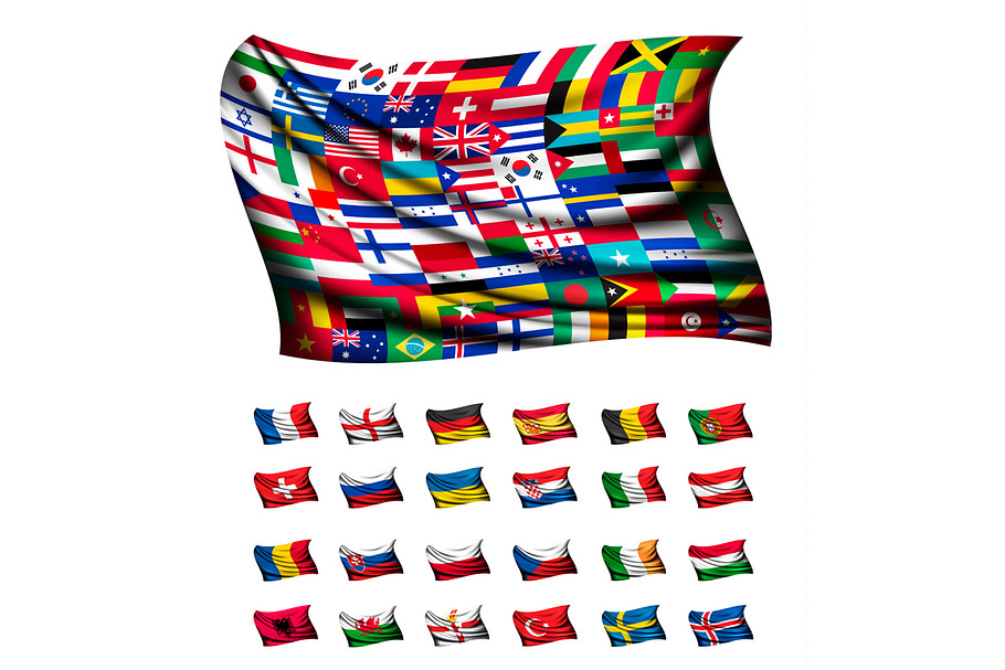 Huge flag out of different countries in Illustrations - product preview 8