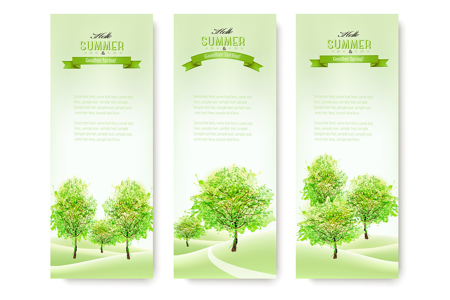 Green nature summer banners. in Illustrations - product preview 8