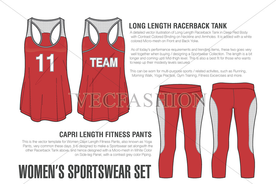 Women Sportswear Vector Set in Illustrations - product preview 8