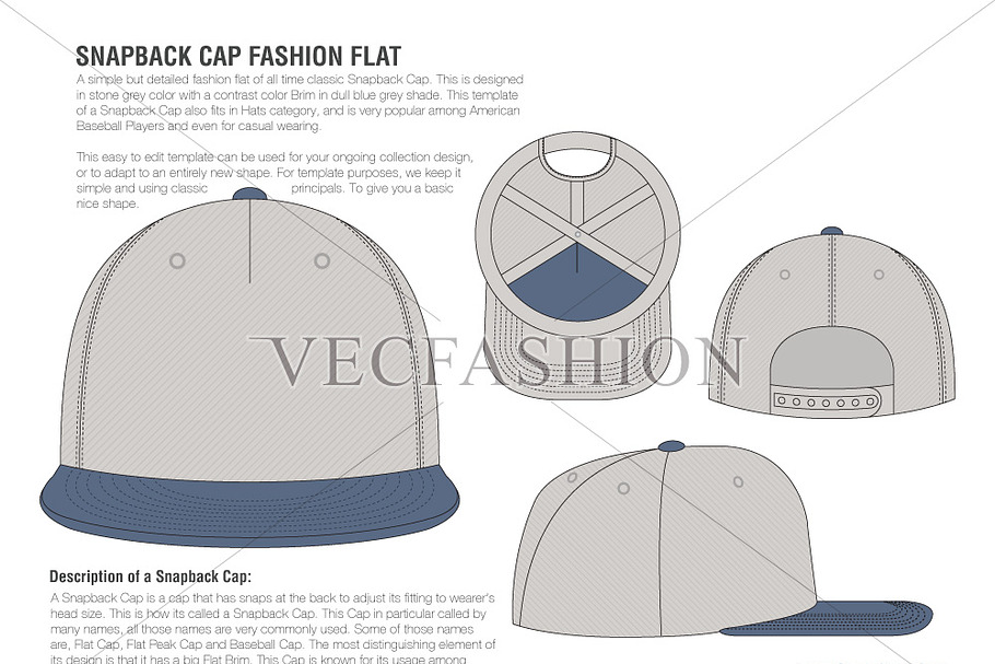 Snapback Cap Vector Fashion Flat in Illustrations - product preview 8