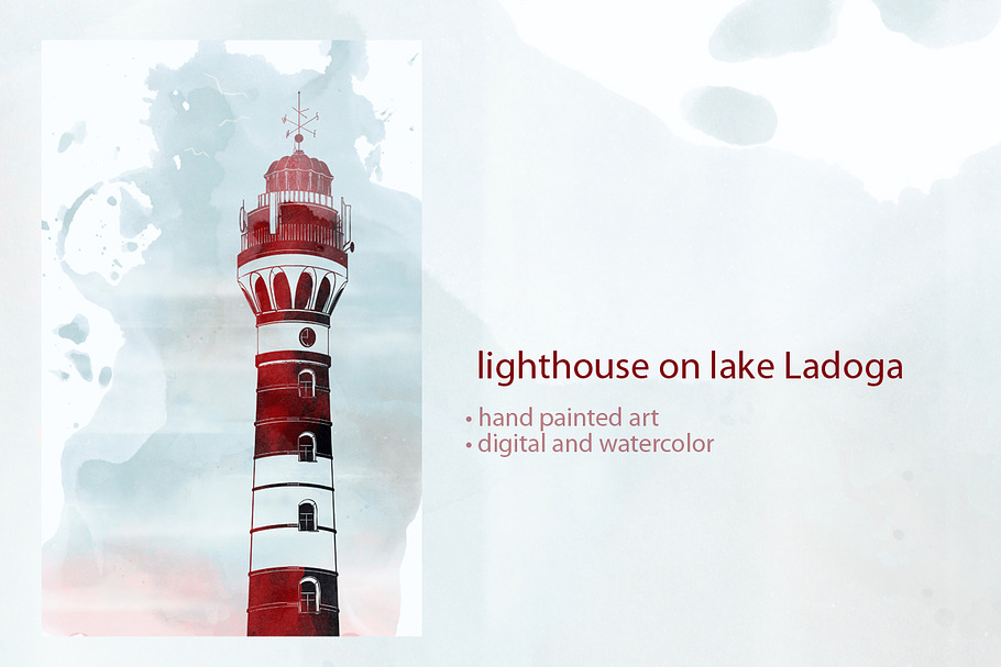 lighthouse on lake Ladoga in Illustrations - product preview 8