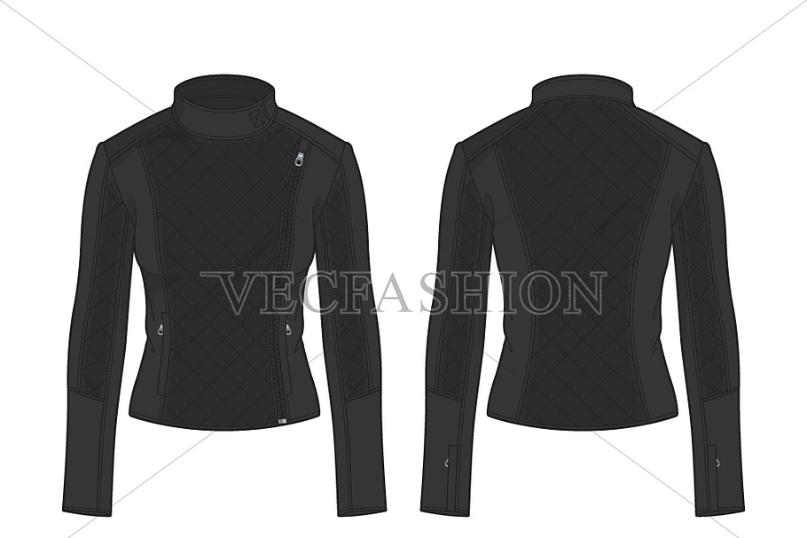 Women Biker Jacket Fashion Flat in Illustrations - product preview 8