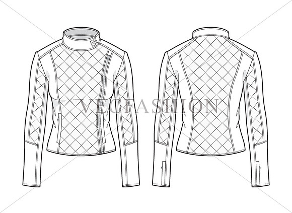Women Biker Jacket Fashion Flat in Illustrations - product preview 1