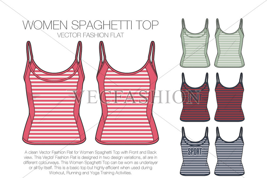 Women Spaghetti Top Vector Sketch