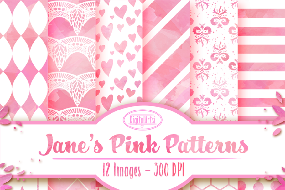 Watercolor Pink and White Patterns