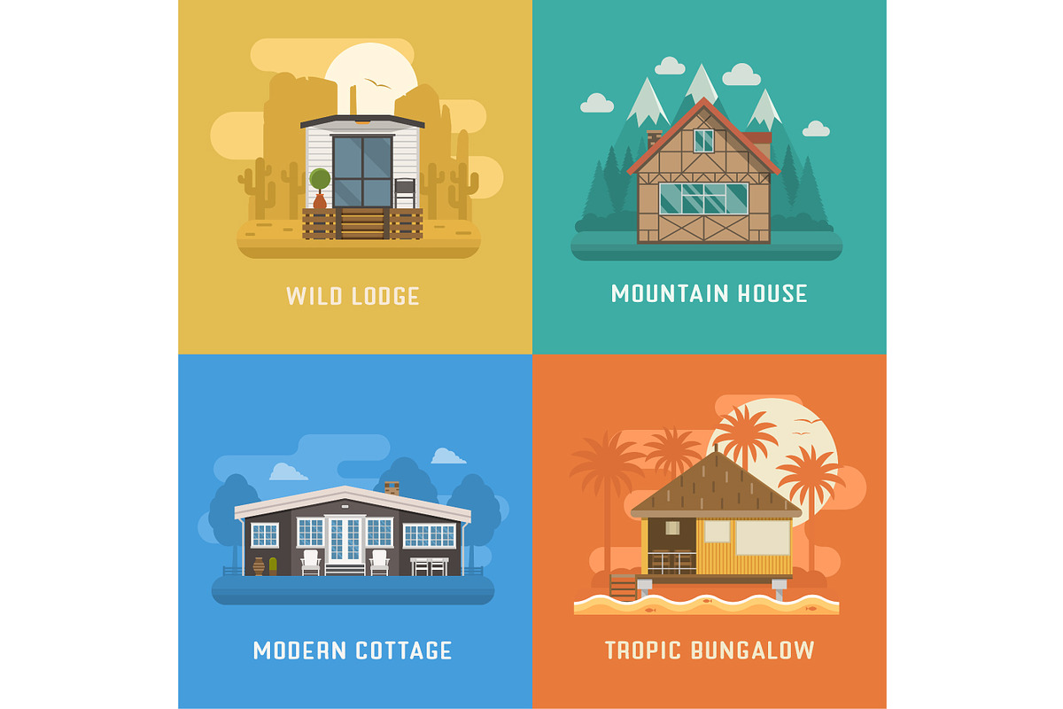 Lodge, Chalet, Cottage and Bungalow in Illustrations - product preview 8