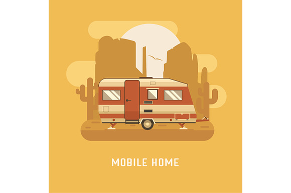 Bungalow, Cottage, Trailer and House in Illustrations - product preview 4