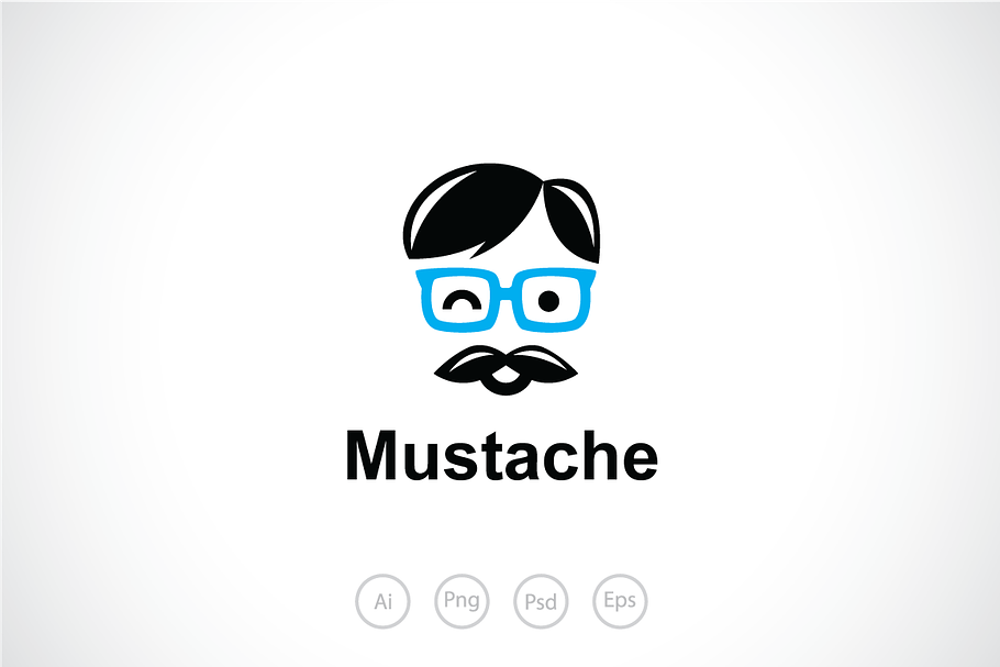 Mustache Geek Boy Logo Template
