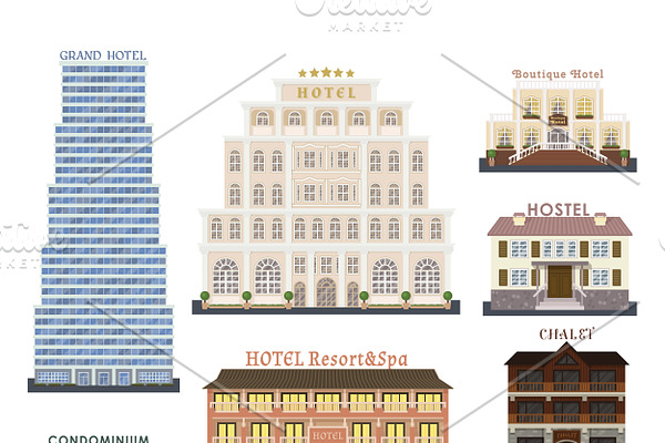Hotel buildings vector