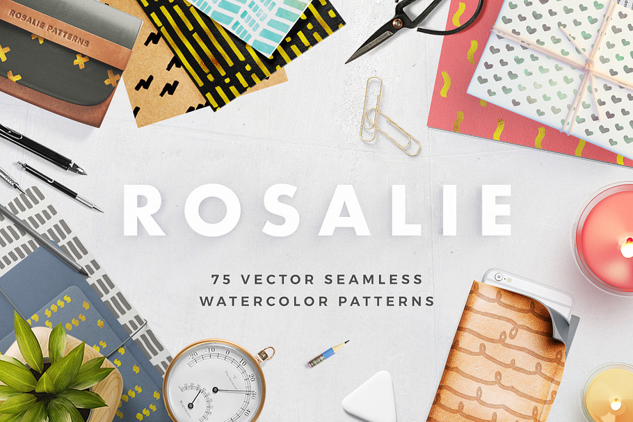 Rosalie Seamless Watercolor Patterns in Patterns - product preview 8