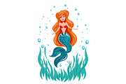 Mermaid.  Fairy tale marine character.