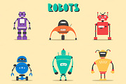 Set of robots. Vintage style