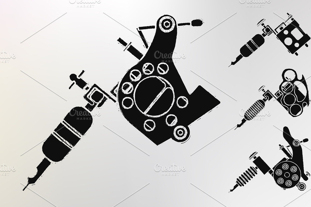 Grunge tattoo machine prints. Vector in Illustrations - product preview 8