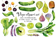 Watercolor Veggies and Fruits