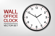Wall office clock. Vector set. 