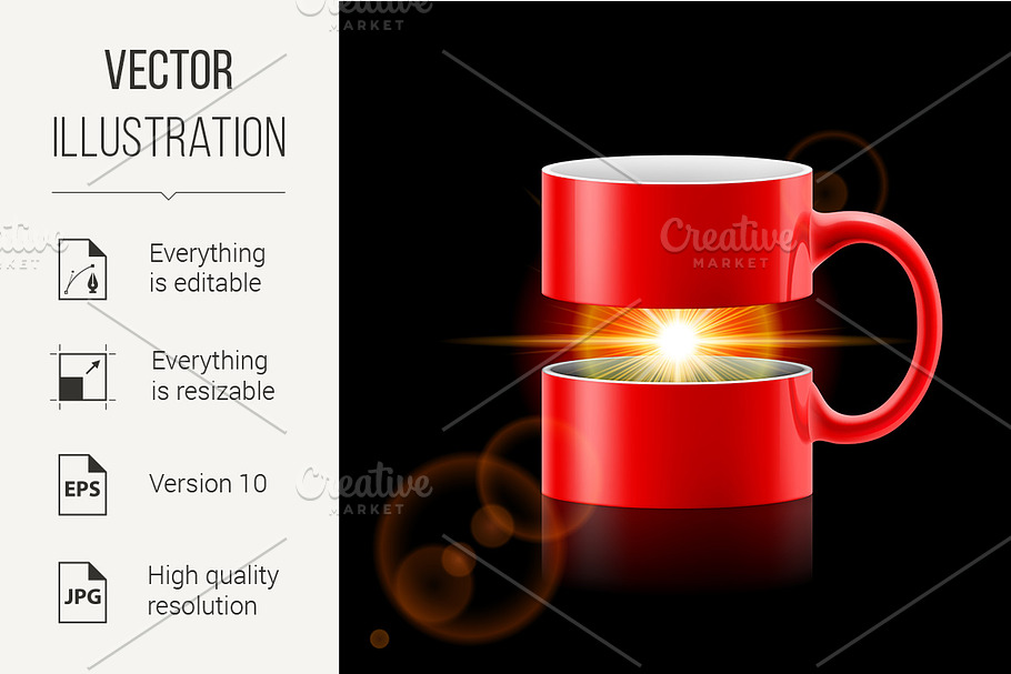 Red mug of two parts with sunshine i in Graphics - product preview 8