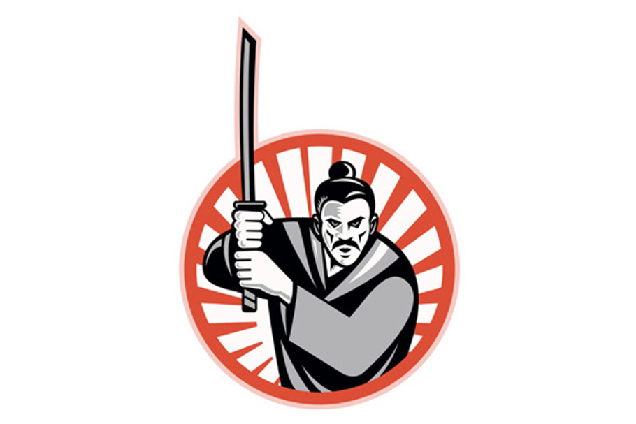 Samurai Warrior Sword Retro in Illustrations - product preview 8