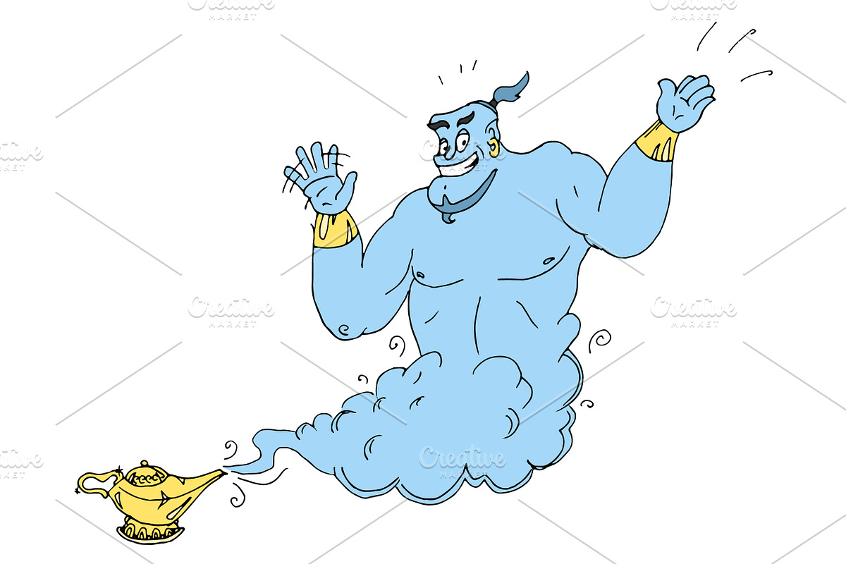 Cartoon genie. Hand drawn Vector in Illustrations - product preview 8