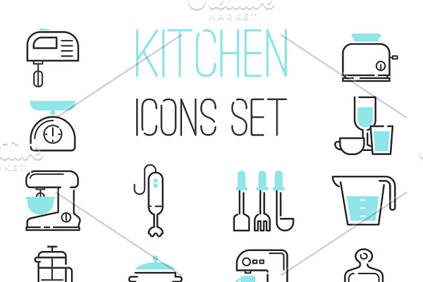 Kitchen icons vector illustration