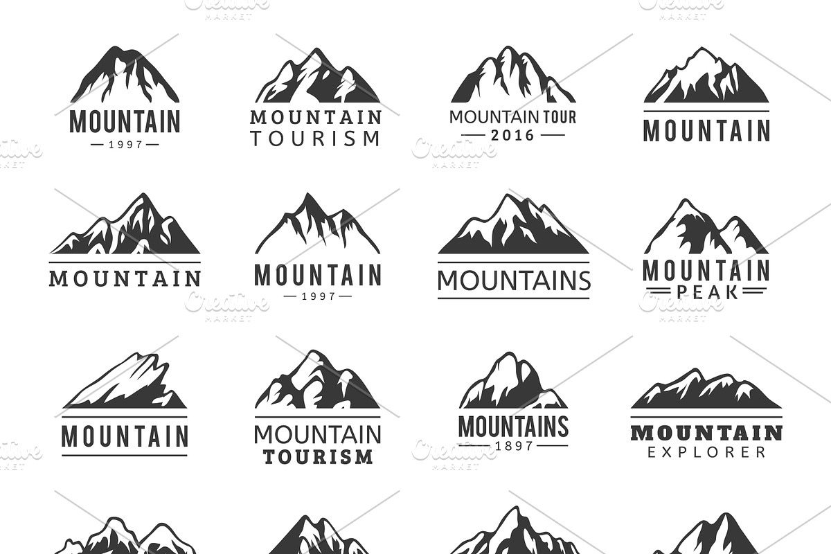 Mountain vector icons set in Illustrations - product preview 8