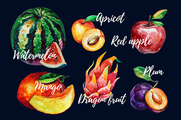 Fresh Watercolor Fruits Shop in Illustrations - product preview 2