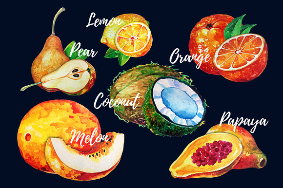 Fresh Watercolor Fruits Shop in Illustrations - product preview 4