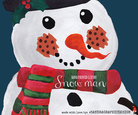 Snowman clip art mix&match in Illustrations - product preview 3