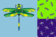 Dragonfly. Seamless pattern.