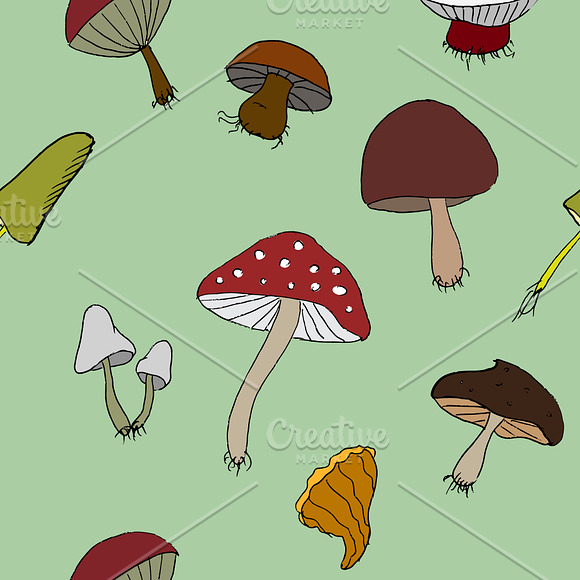 Wood mushrooms set. Hand drawn in Objects - product preview 1