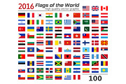 100 flags of different countries