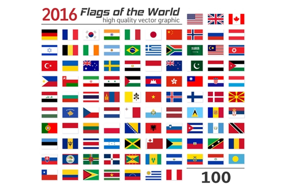 100 flags of different countries in Objects - product preview 8
