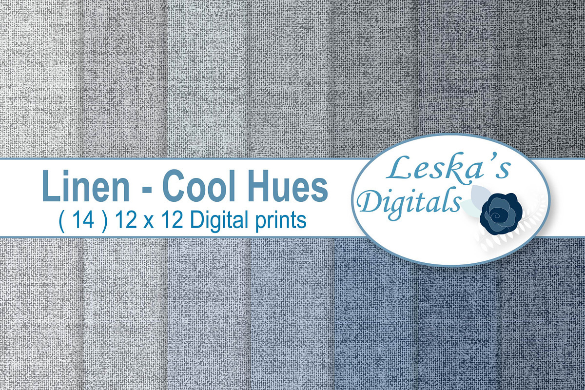 Linen Digital Paper - Blue & Grey in Textures - product preview 8